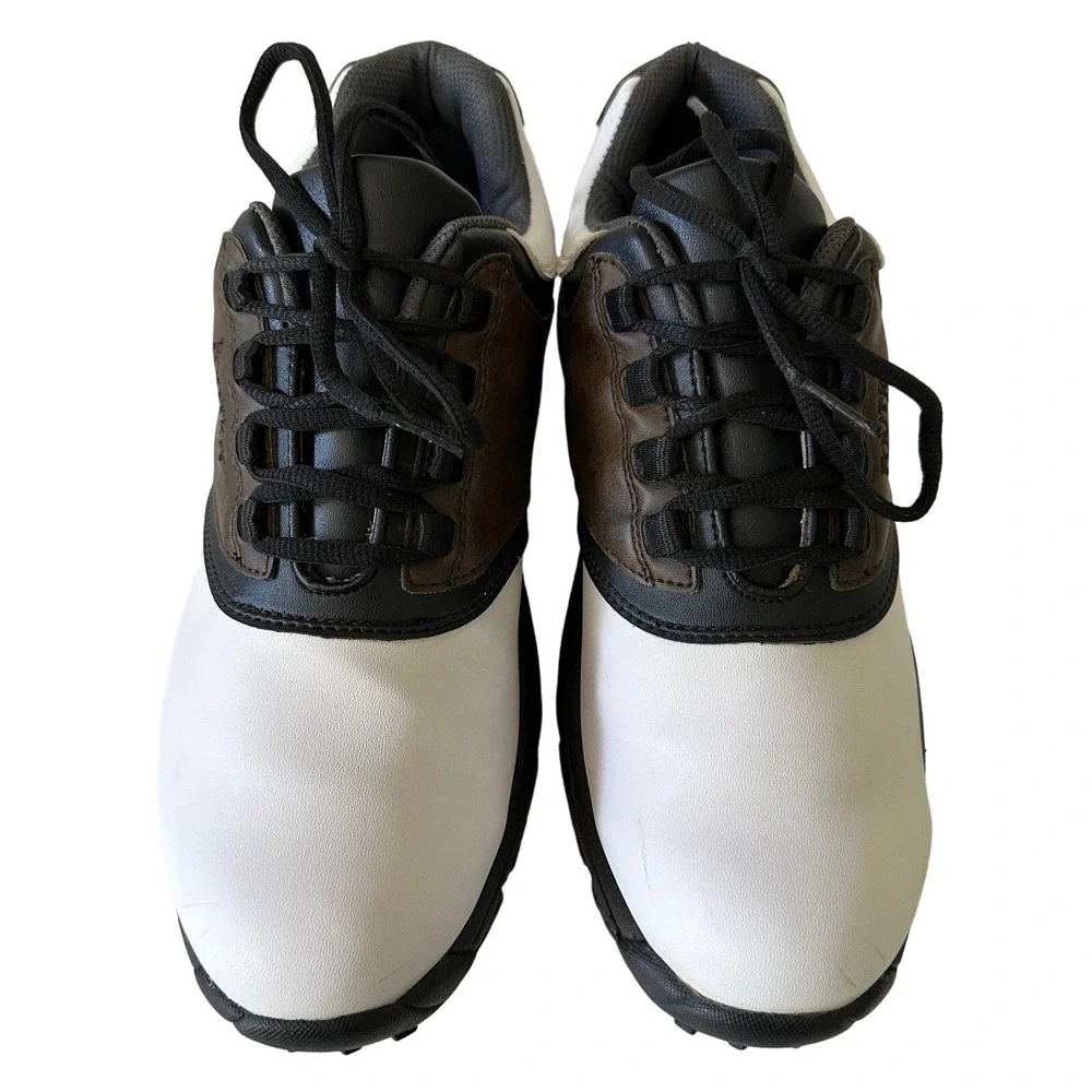 FootJoy GreenJoys Golf Shoes Mens 10‎ White Brown Good Spiked Saddle 45516